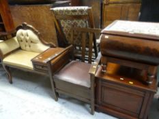 REPRODUCTION TELEPHONE SEAT two commodes and a chair