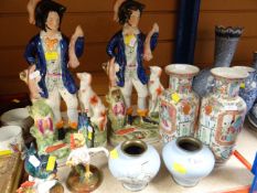 ASSORTED CERAMICS to include pair of Chinese vases, pair of cloisonne vases, Staffordshire figures