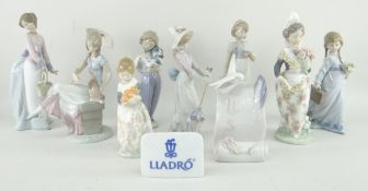 ASSORTED LLADRO FIGURES, some in boxes to include 07618 'Garden Song' (9)