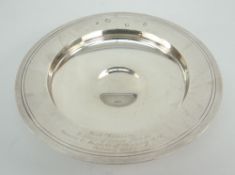 ELIZABETH II SILVER SHALLOW DISH OR BOWL engraved 'Jack Warren A Token of Esteem From The Members of