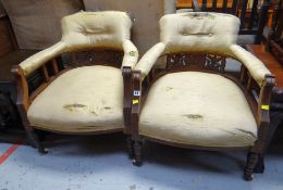 PAIR OF VINTAGE CARVED TUB CHAIRS for re-upholstery