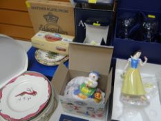 ASSORTED COLLECTABLES & GLASSWARE including boxed Edinburgh Crystal wine glasses, boxed Royal