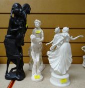 FIVE ASSORTED FIGURINES including pair of parian-figures