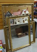 THREE GILT FRAMED WALL MIRRORS