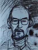 RONALD BROOKS KITAJ RA lithograph - head and shoulders portrait in two colours, published by