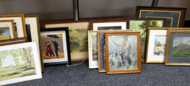 ASSORTED FRAMED PICTURES & PRINTS including Vettriano