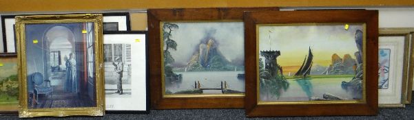 ASSORTED PICTURES including mostly colour lithographs, three of ornithological subject, and a couple