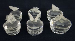 SWAROVSKI SILVER CRYSTAL TREASURE BOXES including butterfly and flower examples in oval circular and