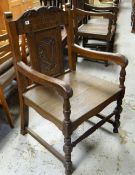 1931 EISTEDDFOD BLAENCONIN CHAIR carved with harp to the back