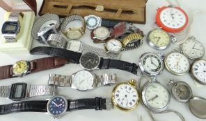 ASSORTED GENTS WRIST, POCKET & STOP WATCHES