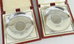 TWO SILVER LIMITED EDITION CROWN DISHES to include silver Jubilee of Her Majesty The Queen No. 422