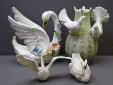 SPANISH VASE - decorated with doves, Leonardo swans ETC