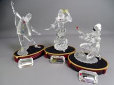 SWAROVSKI CRYSTAL ANNUAL FIGURINES x 3 including Pierrot 1999 by Adi Stocker, Columbine dated 2000
