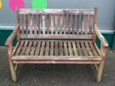 TEAK SLATTED GARDEN BENCH, 122cms W