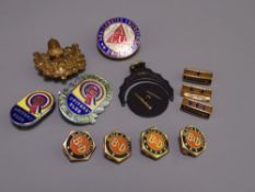 BLACK & DECKER 10CT GOLD BADGES, Masonic swivel fob, 'Schlumberger' badges stamped 14K, a BMC