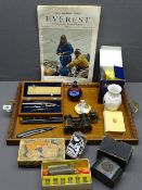 SIR EDMUND HILLARY copy of Everest Supplement 1953 and a tray of mixed collectables