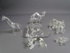 SWAROVSKI CRYSTAL ANIMAL ORNAMENTS x 5, 'Inspiration Africa Series' - elephant 12cms L, young