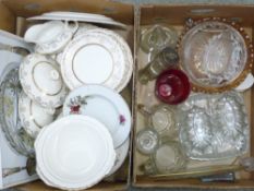 A BOXED ITALIAN GLASS CAKE SET, a pair of glass jelly moulds, other heavy glass along with mixed