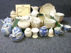 MIXED PORCELAIN - blue and white, tankards, wash sets and similar items
