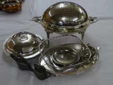 EPNS - hinged food warmer, muffin dish ETC
