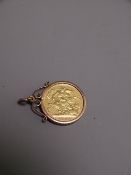 VICTORIA HALF SOVEREIGN, 1893 in a 9ct gold pendant mount, 5grms gross