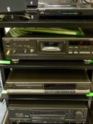 HIFI EQUIPMENT ON A STAND - separates, Technics, Sony, Yamaha speakers, headphones ETC E/T