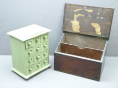 LETTERBOX - 19th Century, compartmented with a painted tabletop chest of drawers