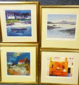 JOHN LOWRIE MORRISON limited edition print (7/105) - and one other of shore side cottages, 32 x