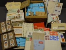 WILLS CIGARETTE CARD ALBUM, large quantity of similar collector's cards and two old stamp albums,
