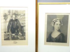 TWO VINTAGE PRINTS - portraits of a lady and a gentleman