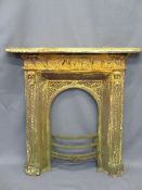 VICTORIAN CAST IRON BEDROOM FIRE SURROUND, 91cms H, 87cms W