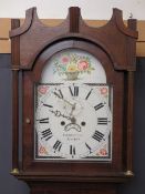 RUDOLFUS PREECE, HEREFORD, 19TH CENTURY OAK LONG-CASE CLOCK, painted arched dial with subsidiary