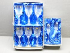 SCHOTT BOXED CHAMPAGNE GLASSES and Echt Bleikristall crystal glasses, boxed