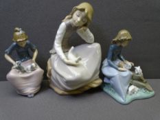 NAO FIGURINES - three ladies with animals
