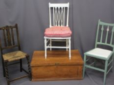VINTAGE MAHOGANY CAPTAIN'S CHEST, 32.5cms H, 83cms W, 51.5cms D and three side chairs