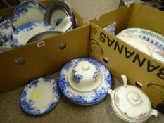 BLUE & WHITE CHINA DINNERWARE by Rosell, platters ETC
