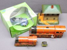 VINTAGE TINPLATE - Wells clockwork model steam engine, Wells Royal Scot model steam engine,