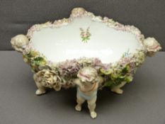 MEISSEN STYLE CHINA BOWL with cherub supports
