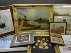 MARRIS oil on canvas and an assortment of paintings and prints