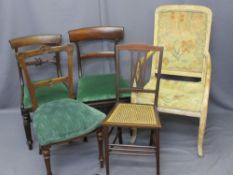 VINTAGE OCCASIONAL CHAIRS X 5 including a French style lime washed armchair, an Edwardian salon