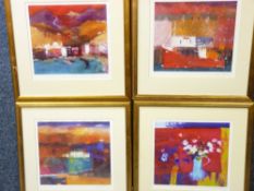 CAROLINE BAILEY signed prints x 4 - various colourful genres including fishing boat and seaside