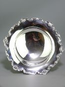 LARGE SILVER PEDESTAL BOWL, Sheffield 1959, maker Mappin & Webb, 24cms D with castellated rim and