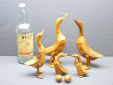 TREEN DUCK ORNAMENTS and an oversized Bells Old Scotch Whisky bottle