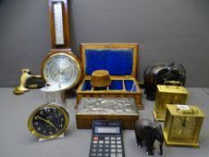 WESTCLOCK BIG BEN ALARM CLOCK, carriage clocks, barometer, treen boxes, elephants and sticks
