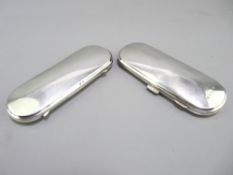 TWO SILVER SPECTACLES CASES including a spring lid example, maker E J Houlston and a catch opening