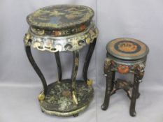 DECORATIVE ORIENTAL STANDS X 2 including a chinoiserie decorated papier mache and lacquer work