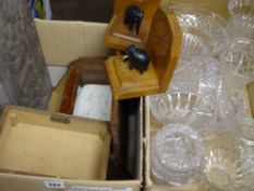 GLASS & TREEN ITEMS an assortment in two boxes
