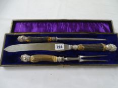 BONE HANDLED CARVING SET - cased three piece