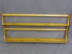 LIGHT ERCOL WALL RACK, 50cms H, 97cms W, 13cms max D