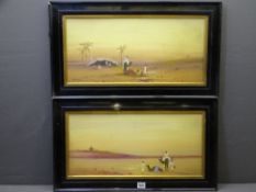 J H BULL watercolour - pair of Eastern scenes, 25 x 52cms